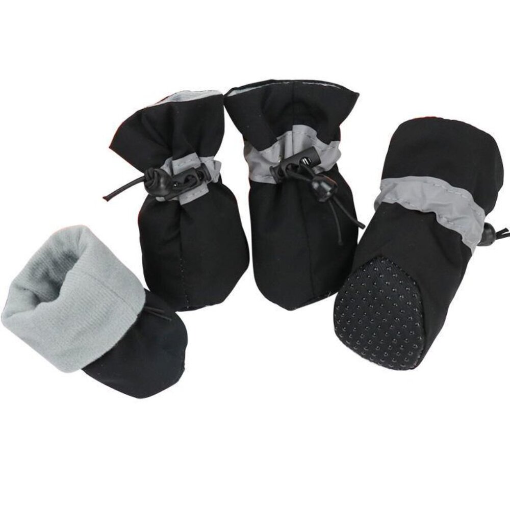 BLACK 4PCS/Set‎ SIZE 3 Waterproof Pet Dog/Cat Shoes Anti-slip Rain/Snow Boots